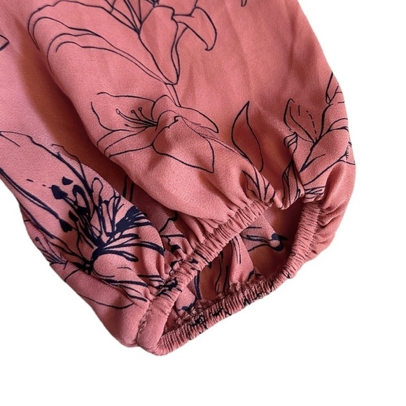 Open Edit Nordstrom Cut Out Mini Dress NWT M Long Sleeve Pink Sketch Floral - Picture 7 of 11